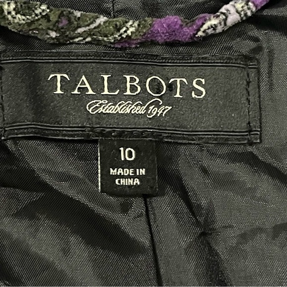 Talbots Velvet Paisley Purple Black Blazer Size 10 - Picture 5 of 6